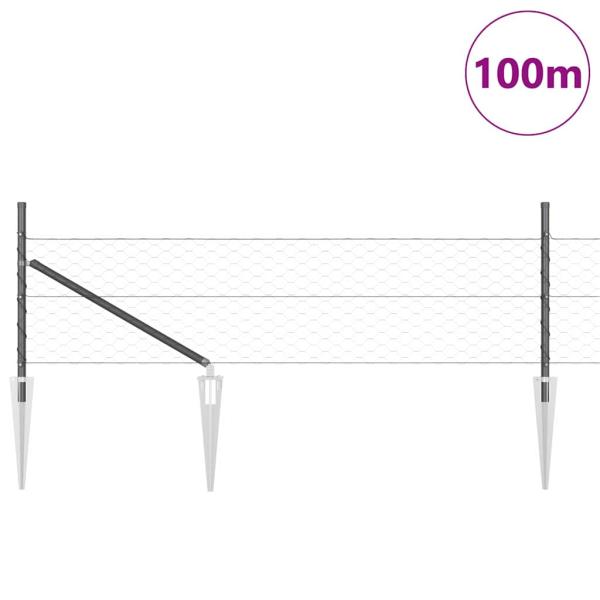 Sechseckzaun Grau 0.8x100 m Stahl