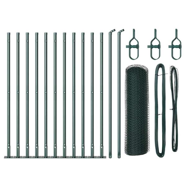 Sechskant Drahtzaun mit 7 Flanschen 0.5x25 m Stahl grün