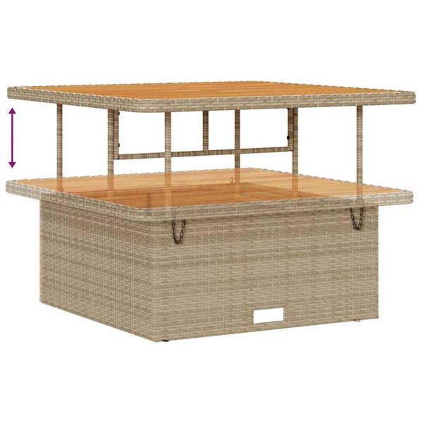 9-teiliges Garten-Sofa-Set mit Kissen, Beige, Poly-Rattan, Akazie