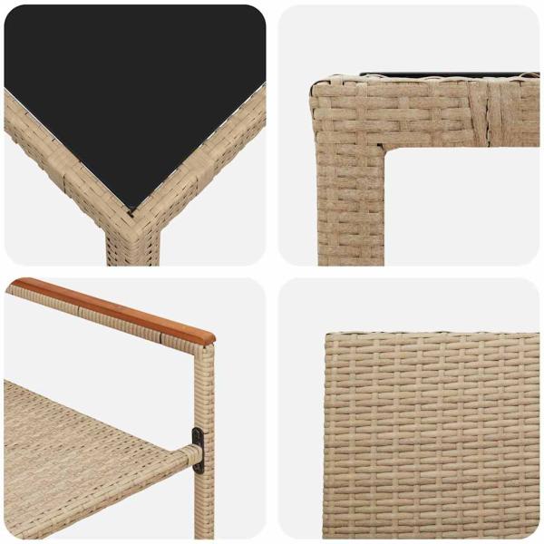 7-teiliges Gartentischset Beige Poly-Rattan