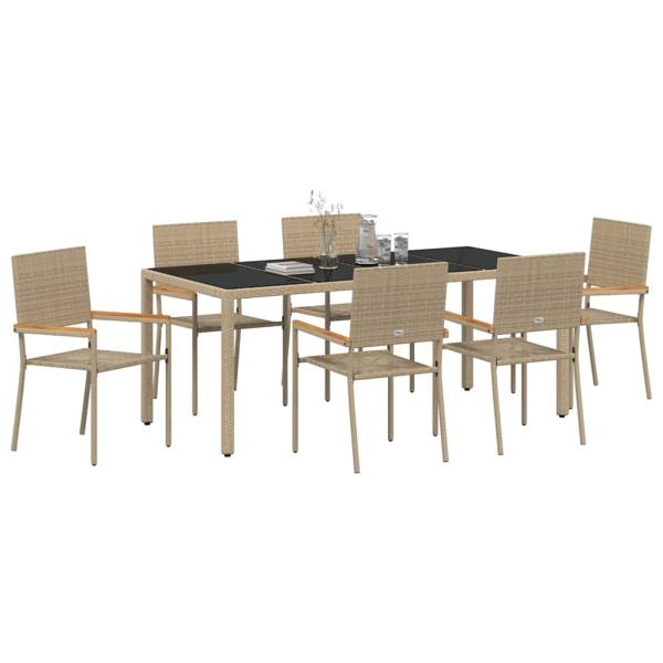 7-teiliges Gartenset Beige Poly-Rattan