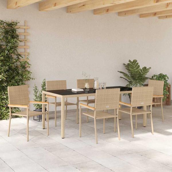 7-teiliges Gartenset Beige Poly-Rattan