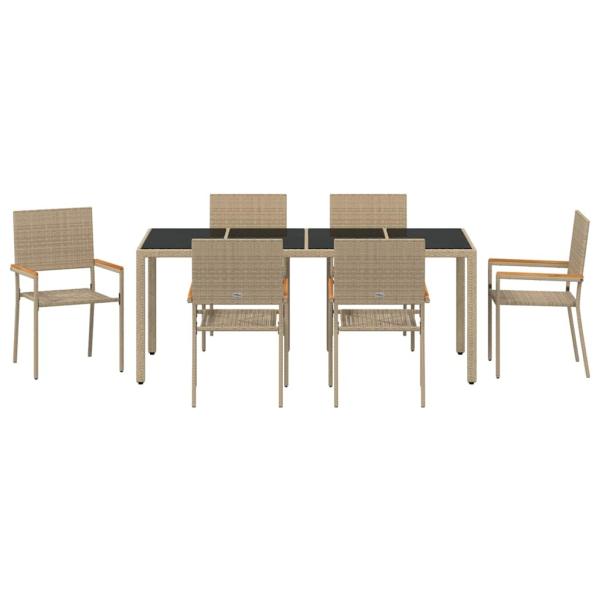 7-teiliges Gartenset Beige Poly-Rattan