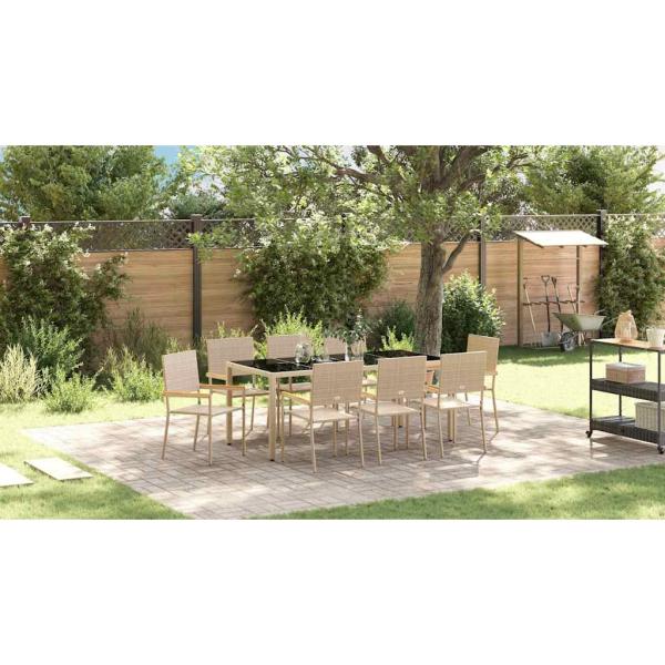 9-teilige Garten Essgruppe Beige Poly Rattan