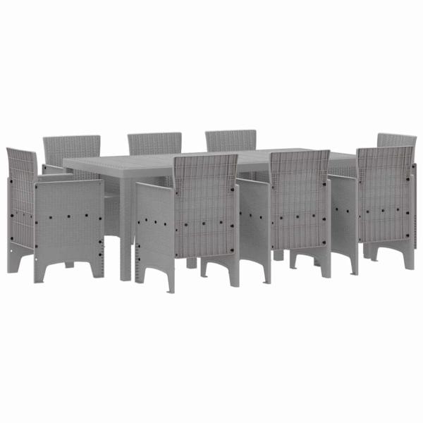 Garten-Essgruppe 9 pcs Hellgrau 8-Sitzer Polypropylen