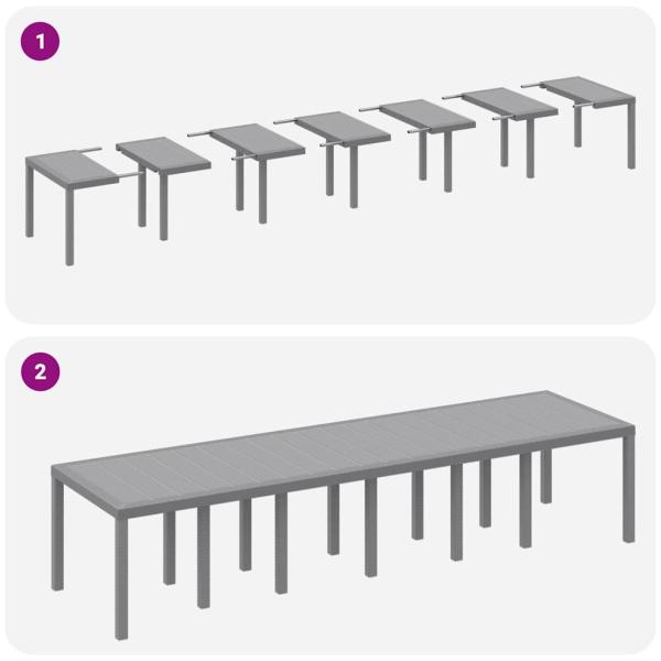Garten Esstisch Set 15 pcs Hellgrau Groß Poly Rattan, Stahl
