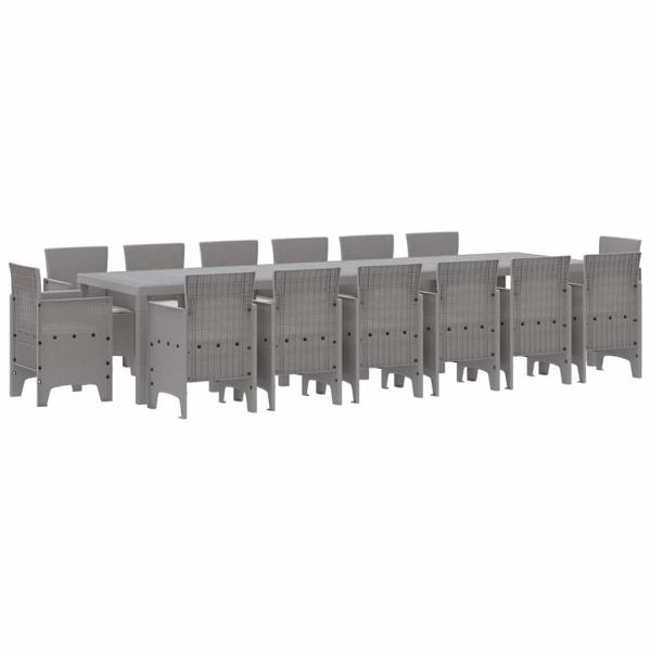 Garten Esszelt 15 pcs Hellgrau 14-Sitzer Rattan