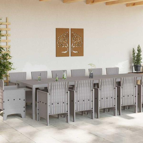 Garten Esszelt 15 pcs Hellgrau 14-Sitzer Rattan