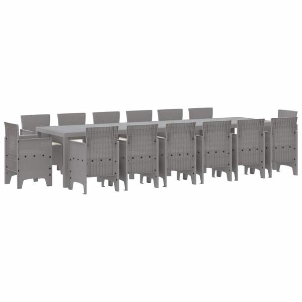 Garten-Esszimmer-Set 15 pcs Hellgrau 14-Sitzer