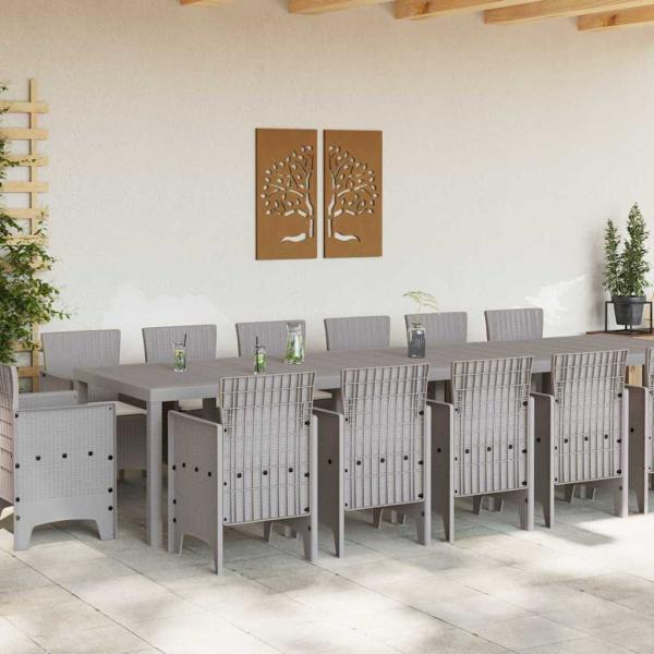 Garten-Esszimmer-Set 15 pcs Hellgrau 14-Sitzer