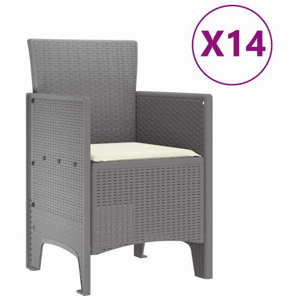 Garten-Esszimmer-Set 15 pcs Hellgrau 14-Sitzer