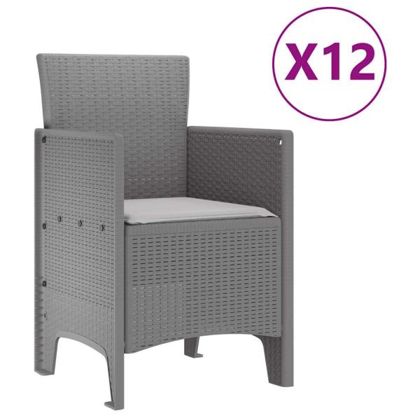 Garten Esszimmer Set 13 pcs Hellgrau Groß Poly Rattan & Stahl