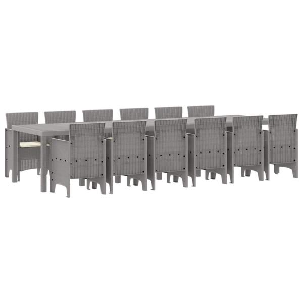 Garten Essgruppe 13 pcs Hellgrau 12-Sitzer Rattan