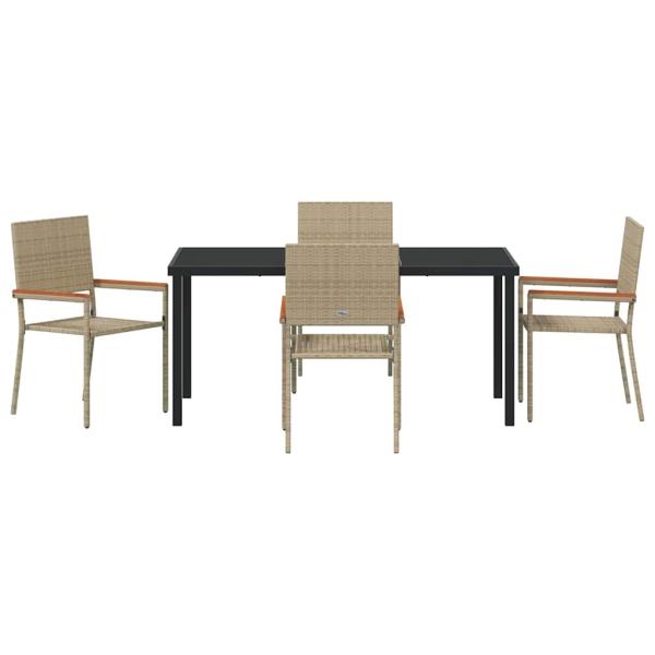 5-teiliges Garten-Esszimmer-Set in Beige aus Poly Rattan