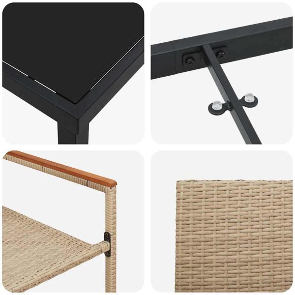 5-teiliges Garten-Esszimmer-Set in Beige aus Poly Rattan