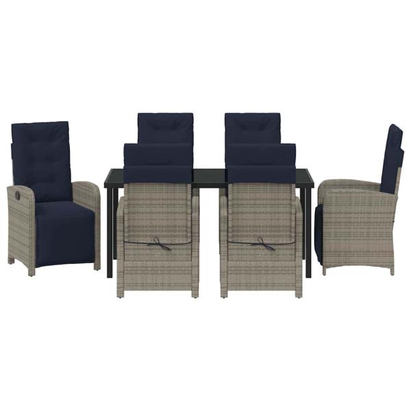 7-teiliges Garten-Esszimmer-Set aus grauem Poly-Rattan