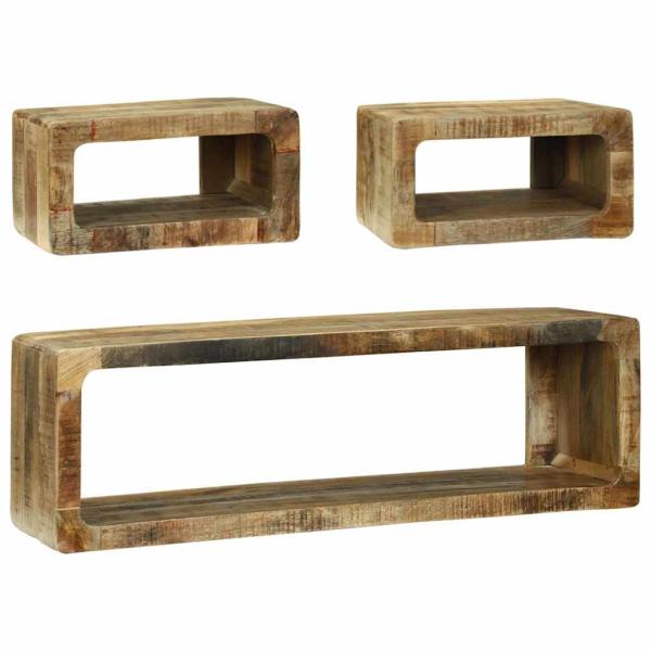 3-teiliges TV-Schrank Set Massivholz Grobes Mango