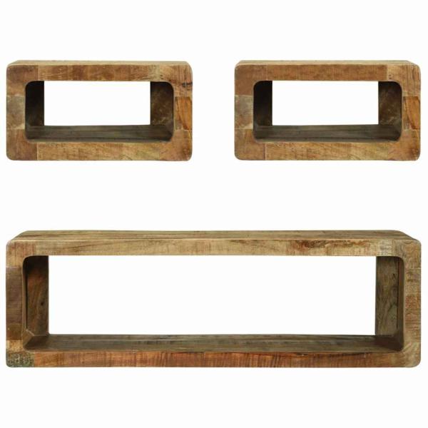 3-teiliges TV-Schrank Set Massivholz Grobes Mango