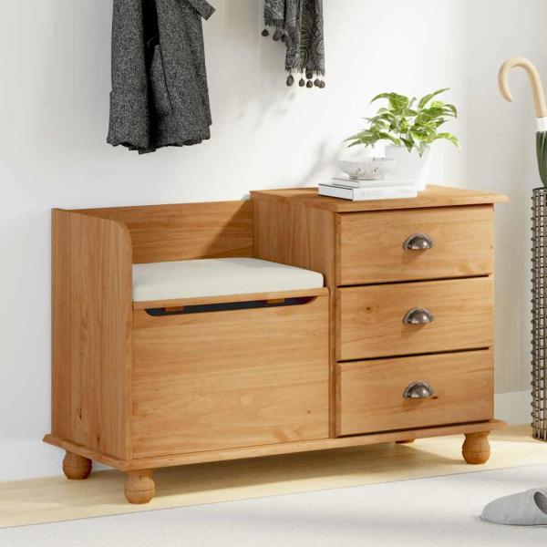 ARDEBO.de - Flurbank mit Stauraum ASKIM Honigbraun 100x39x62 cm Kiefernholz