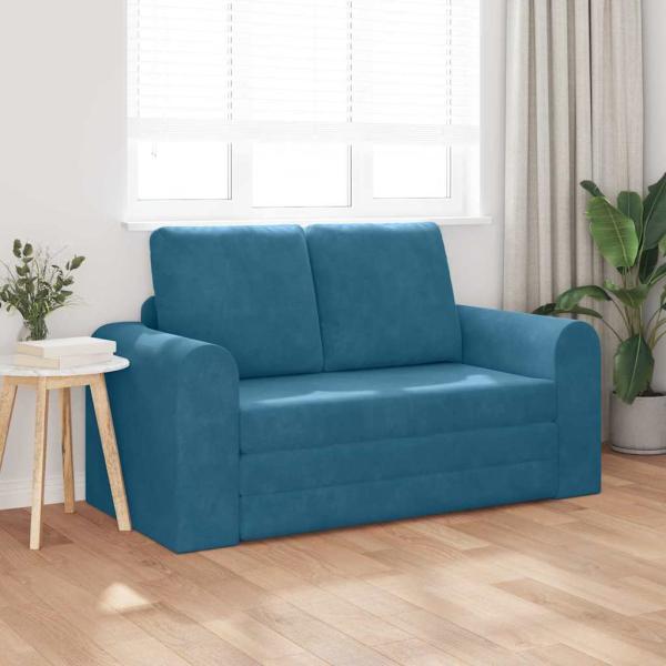 ARDEBO.de - Boden Sofa Bett 2-in-1 Blau 148x71x83 cm Samt