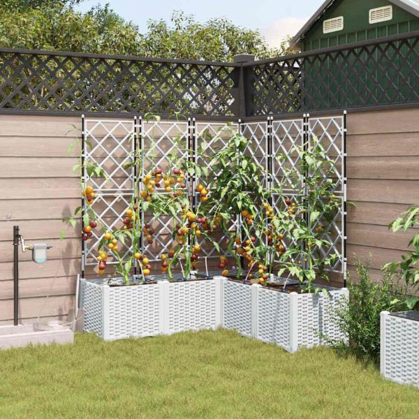 ARDEBO.de - Gartenpflanzer Lattice mit Speicher Weiß 120 x 120 x 142 cm Plastik