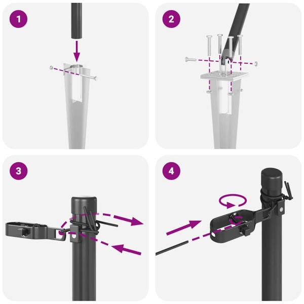 Zaunpfahl Set 13 pcs Grau Ø32mm 100 cm Metall