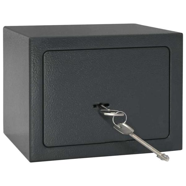 Safe Box mit Schlüsselverschluss Dunkelgrau 17x23x17 cm Stahl