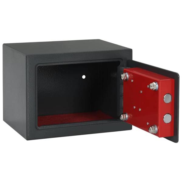 Safe Box mit Schlüsselverschluss Dunkelgrau 17x23x17 cm Stahl