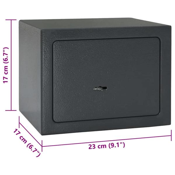Safe Box mit Schlüsselverschluss Dunkelgrau 17x23x17 cm Stahl