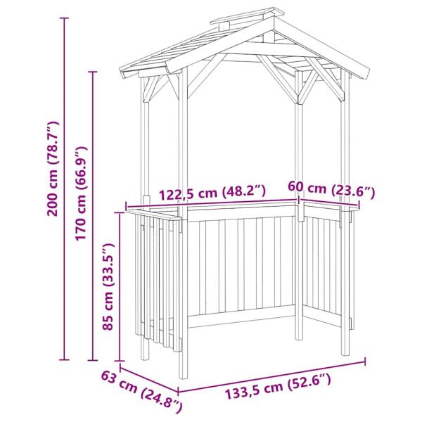 BBQ Schuppen 133,5x63x200 cm Imprägniertes Kiefernholz