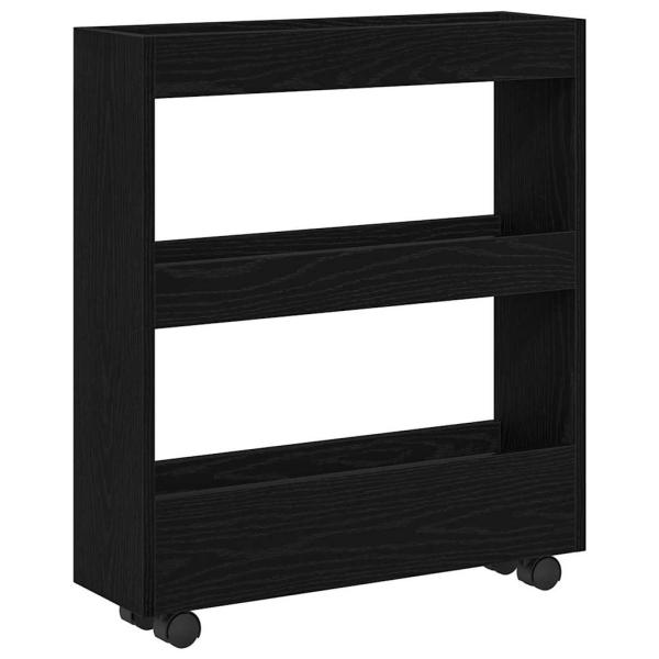 schmaler Badezimmer-Schrank mit Rollen schwarze Eiche
