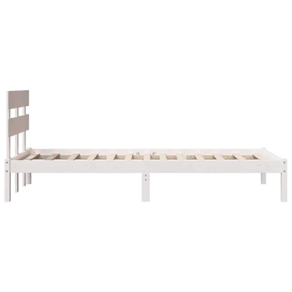 Bettgestell mit Kopfteil Weiß 90x190 cm Massivholz Kiefer