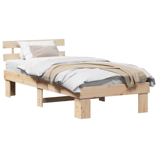 Bettgestell mit Kopfteil 75x190 cm aus Massivholz Kiefer