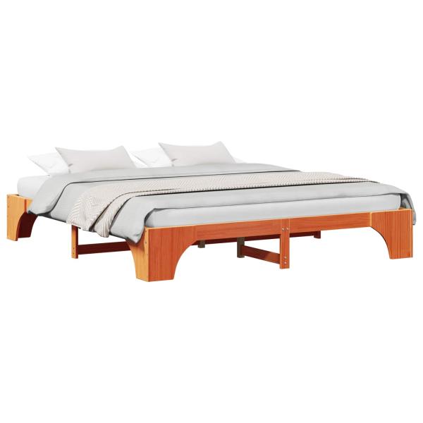 Bettgestell Wachsbrown 200x200 cm aus massivem Kiefernholz