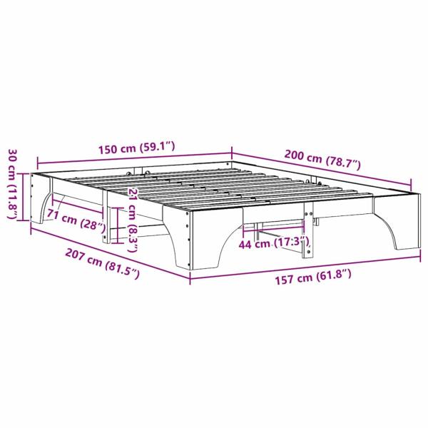 Bettrahmen 150x200 cm aus massivem Kiefernholz