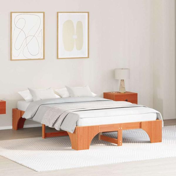 ARDEBO.de - Bettgestell Wachsbraun 120x190 cm aus massivem Kiefernholz