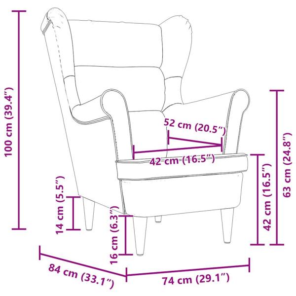 Sessel Dunkelgelb 74x84x100 cm Stoff