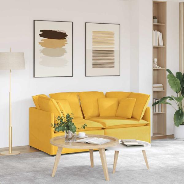 ARDEBO.de - Modulares Sofa mit Kissen Cordstoff Hellgelb