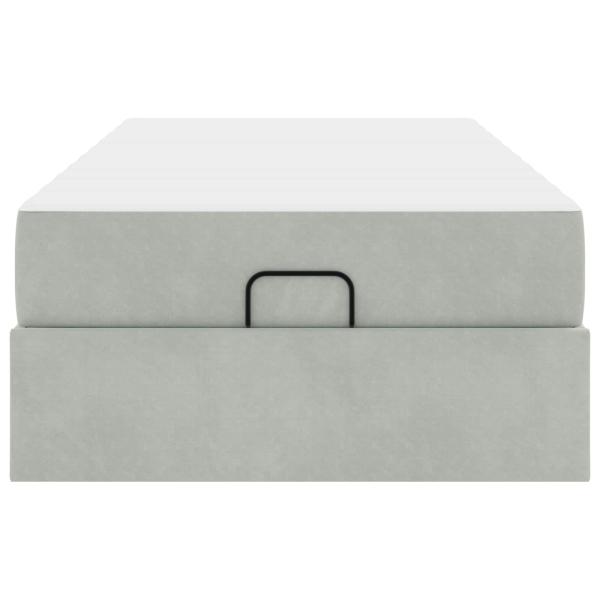 Bettgestell mit Speicher Hellgrau 100 x 200 cm Samt