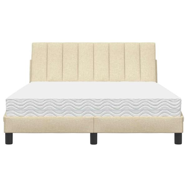 Bett mit Matratze "Hanko" Creme 140x190 cm Stoff