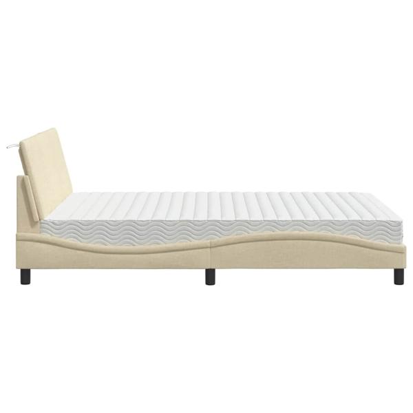 Bett mit Matratze "Hanko" Creme 140x190 cm Stoff