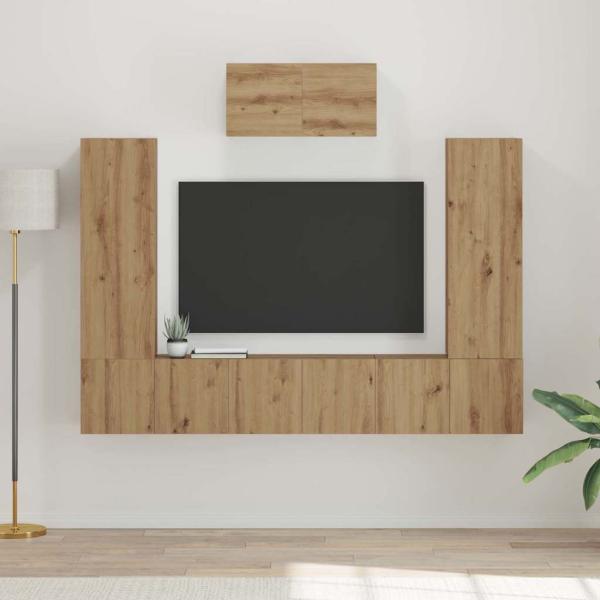 ARDEBO.de - TV-Schrank-Set 7 pcs Eiche handwerklich 180 x 30 x 120 cm