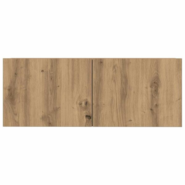 TV-Schrank-Set mit Regal Wandmontiert mit Speicher mit Tür 4 pcs Eiche handwerklich