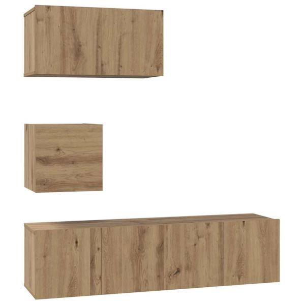 TV-Schrank-Set 4 pcs Eiche handwerklich 60 x 30 x 30 cm