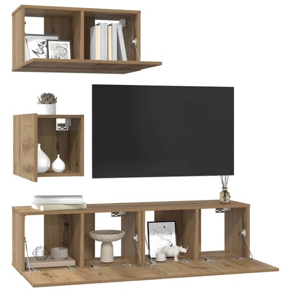 TV-Schrank-Set 4 pcs Eiche handwerklich 60 x 30 x 30 cm