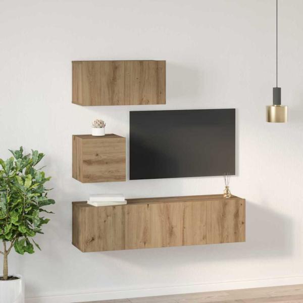 TV-Schrank-Set 4 pcs Eiche handwerklich 60 x 30 x 30 cm