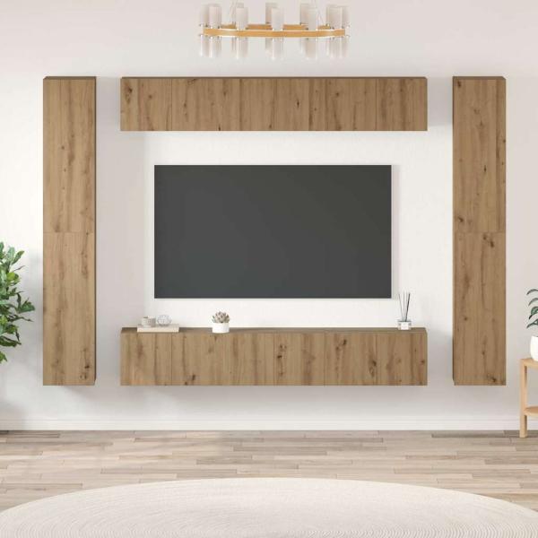 ARDEBO.de - TV-Schrank-Set 10 pcs Eiche handwerklich 30,5 x 30 x 90 cm