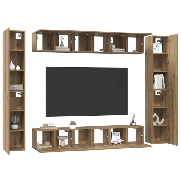 TV-Schrank-Set 10 pcs Eiche handwerklich 30,5 x 30 x 90 cm