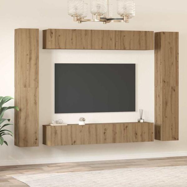 TV-Schrank-Set 10 pcs Eiche handwerklich 30,5 x 30 x 90 cm