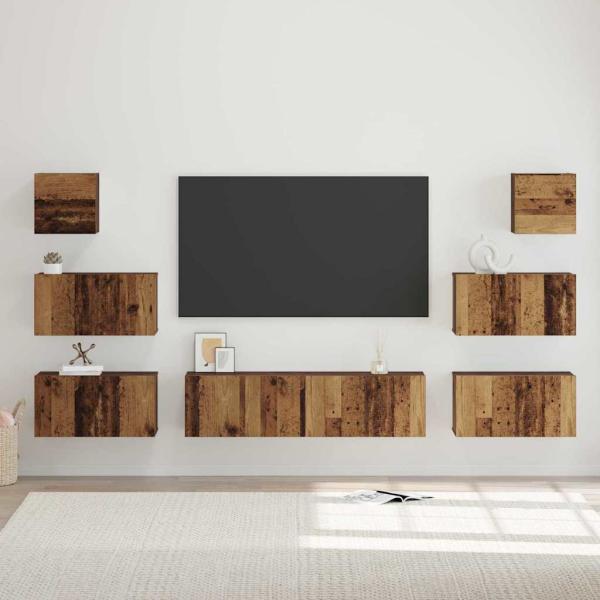 ARDEBO.de - TV-Schrank-Set 8 pcs Altholz 60 x 30 x 30 cm Holzwerkstoff